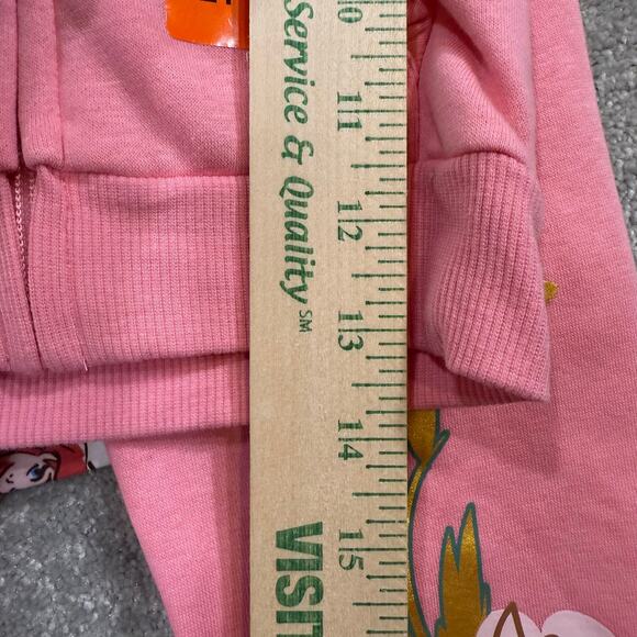 Disney Princess NWT 3 Piece Hoodie TShirt Legging Set Pink Gold 2T Ariel Belle - Picture 12 of 16